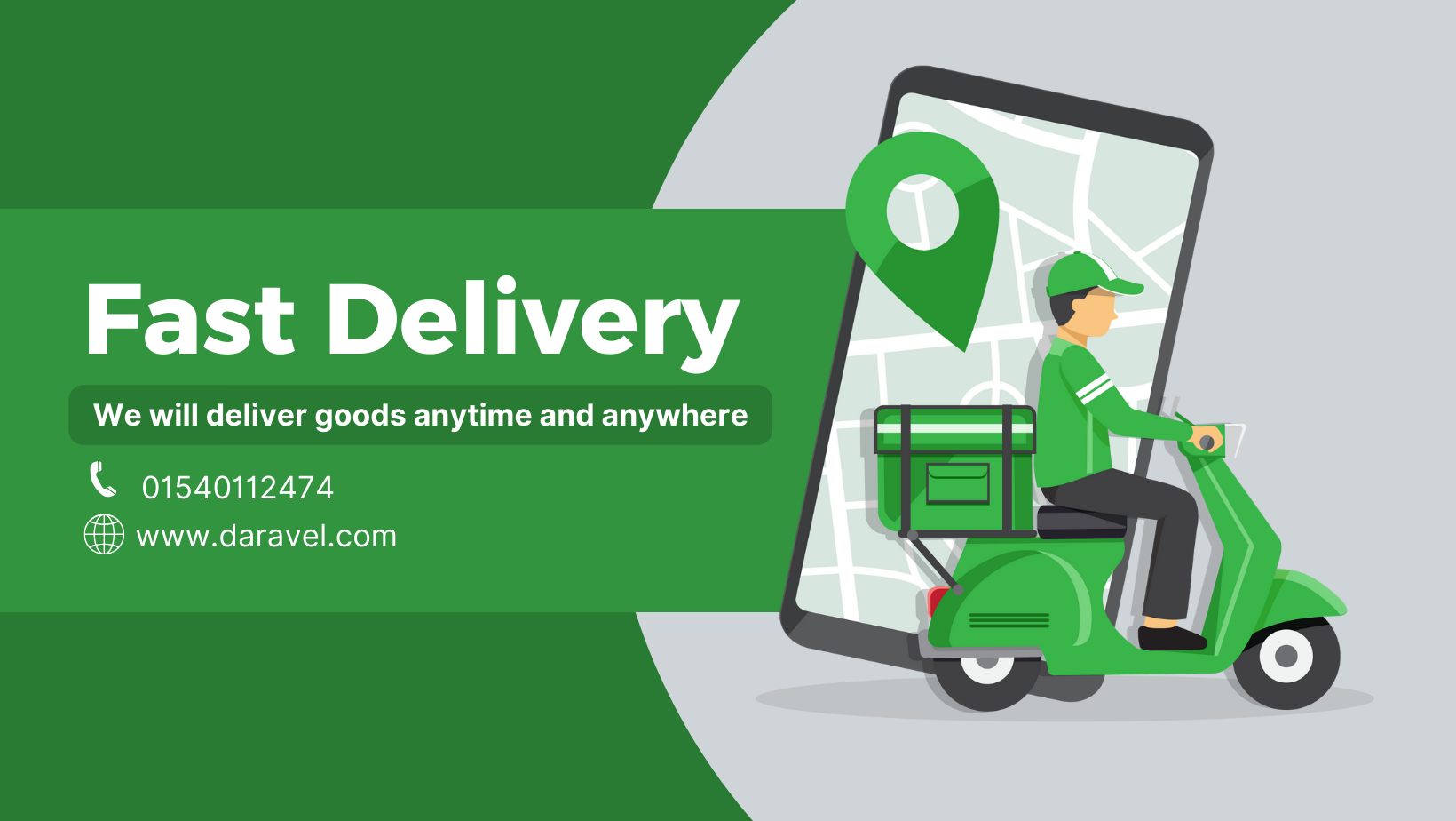 Green and White Illustration Minimalist Fast Delivery Facebook Cover - S497